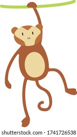 Cute Monkey Cartoon, Vector illustration monkey on a white background. Drawing for children