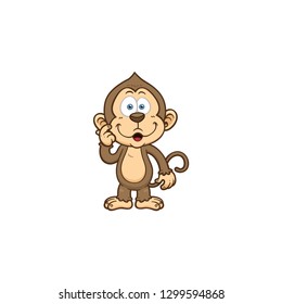 cute monkey cartoon vector on white background