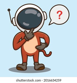 Cute Monkey Cartoon Wearing Astronauts Helmet Vector Design