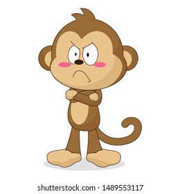 cute monkey character with an angry expression design vector illustration