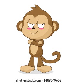 cute monkey character with an annoyed expression design vector illustration