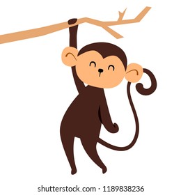 Cute monkey character. Cartoon vector illustration