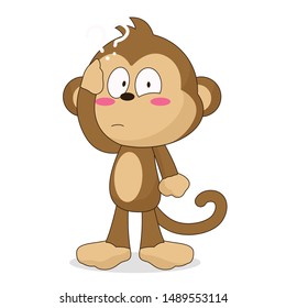 cute monkey character with a confused expression vector illustration