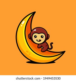 cute monkey character design themed delicious banana