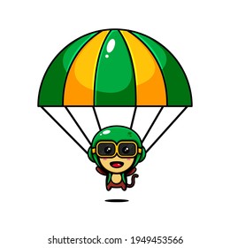 cute monkey character design themed playing a parachute