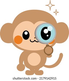 Cute monkey character flat illustration material