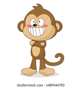 cute monkey character with a happy expression vector illustration