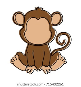 cute monkey character icon