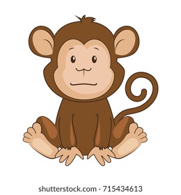 cute monkey character icon