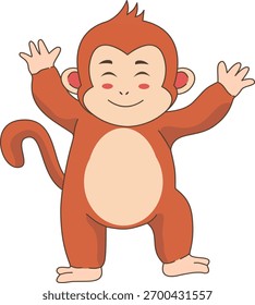 Personagem macaco bonito isolado no fundo branco. Ilustração de desenho animado vetorial.