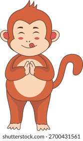 Personagem macaco bonito isolado no fundo branco. Ilustração de desenho animado vetorial.