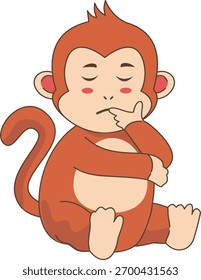 Personagem macaco bonito isolado no fundo branco. Ilustração de desenho animado vetorial.