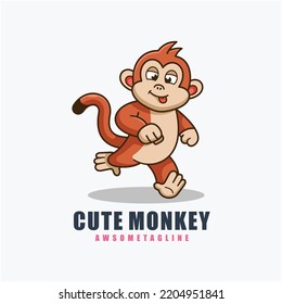 cute monkey character mascot design template