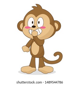 cute monkey character with a mocking expression design vector illustration