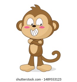 cute monkey character with a relaxed style vector illustration