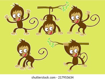 Cute Monkey Character set