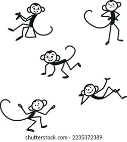 Cute monkey characters. Collection cute monkey cartoon