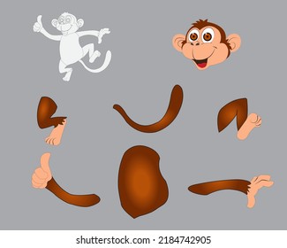 cute monkey characters to learn to put pictures together