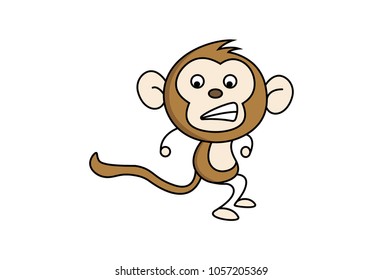 Cute Monkey Charcater . Isolated on white background. Vector Illustration.