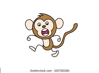 Cute Monkey Charcater . Isolated on white background. Vector Illustration.