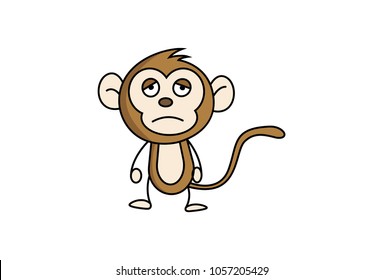 Cute Monkey Charcater . Isolated on white background. Vector Illustration.