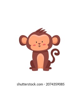 Cute monkey charcter. Hand drawn vector illustration for children print. Scandinavian style Vector illustration  in Flat design.