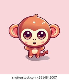 Cute Monkey Chibi Character confused isometric vector illustration