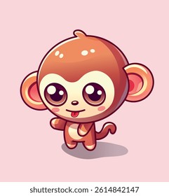 Cute Monkey Chibi Character isometric vector illustration