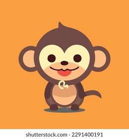 Cute monkey chibi mascot vector cartoon style