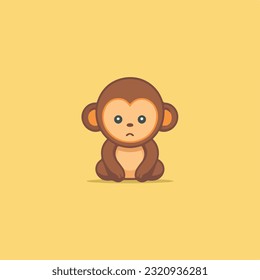 Cute monkey chibi mascot vector cartoon style
