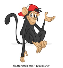 Cute Monkey Chimpanzee Vector Illustration In Fun Cartoon Style Design