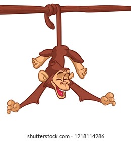 Cute Monkey Chimpanzee  Vector Illustration In Fun Cartoon Style Design