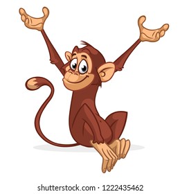 Cute Monkey Chimpanzee Vector Illustration In Fun Cartoon Style Design