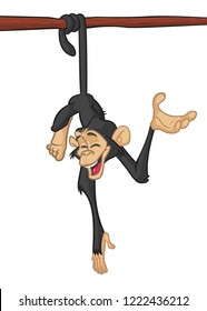 Cute Monkey Chimpanzee  Vector Illustration In Fun Cartoon Style Design