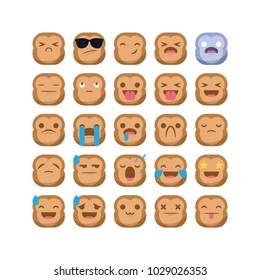 Cute monkey chimps emoji emoticon smiley icon set vector isolated, suitable with your animal content