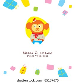 cute monkey christmas greeting