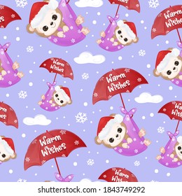 Cute monkey for christmas seamless pattern for decoration, wallpaper and many more