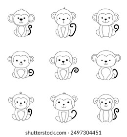 Cute monkey clipart design illustration