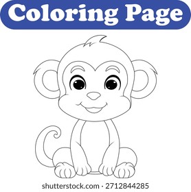 Lindo mono para colorear página de libro para niños