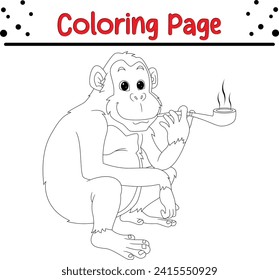 Cute monkey Coloring page for kids
