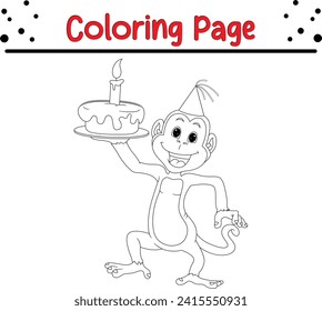 Cute monkey Coloring page for kids
