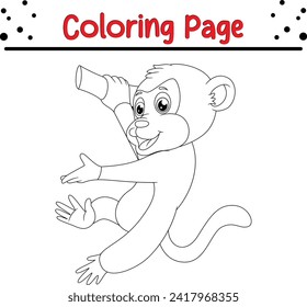 cute monkey coloring page for kids