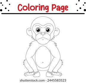 cute monkey coloring page for kids