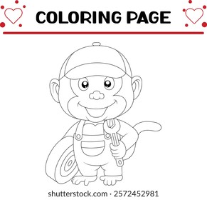 cute monkey coloring page for kids