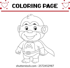 cute monkey coloring page for kids