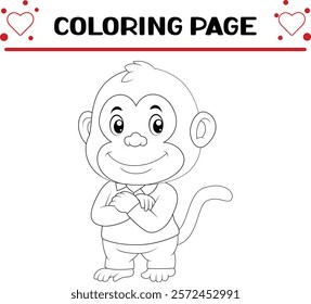 cute monkey coloring page for kids