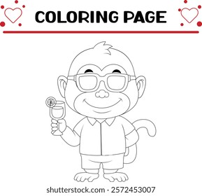 cute monkey coloring page for kids