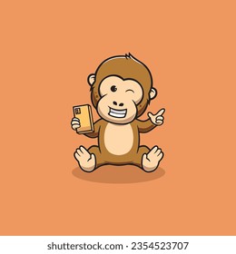 Cute monkey Is a content creator cartoon illustration