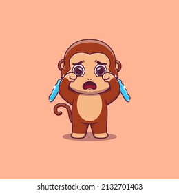 cute monkey crying with tears