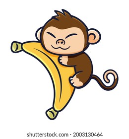 cute monkey design with banana